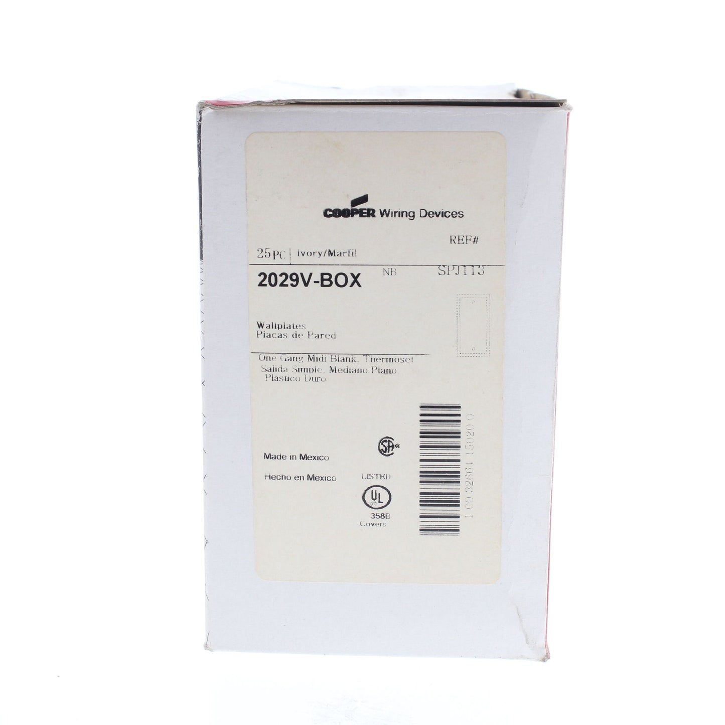 Cooper 2029V Ivory 1-Gang Blank Plastic Wallplate Mid-Size Cover Box Mount 25pcs