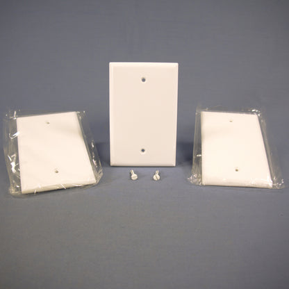Cooper 2029W White 1-Gang Blank Thermoset Wallplate Mid-Size Cover Box Mount 3pc
