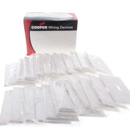 Cooper 2034W White Large Toggle Switch Covers Wallplates Thermoset 25-Pack