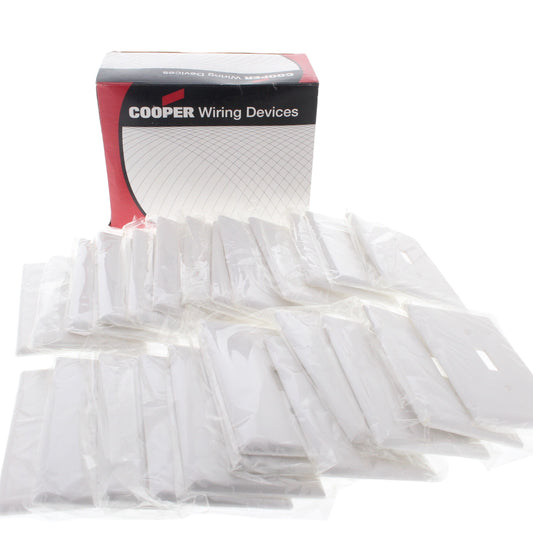 Cooper 2034W White Large Toggle Switch Covers Wallplates Thermoset 25-Pack