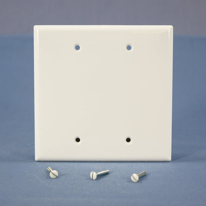 Cooper 2037W White 2-Gang Blank Thermoset Wallplate Mid-Size Cover Box Mount