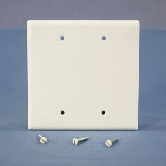 Cooper 2037W White 2-Gang Blank Thermoset Wallplate Mid-Size Cover Box Mount
