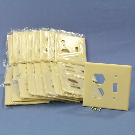 Cooper 2038V Ivory 2-Gang Toggle Switch Thermoset Outlet Mid-Size Covers 25pcs