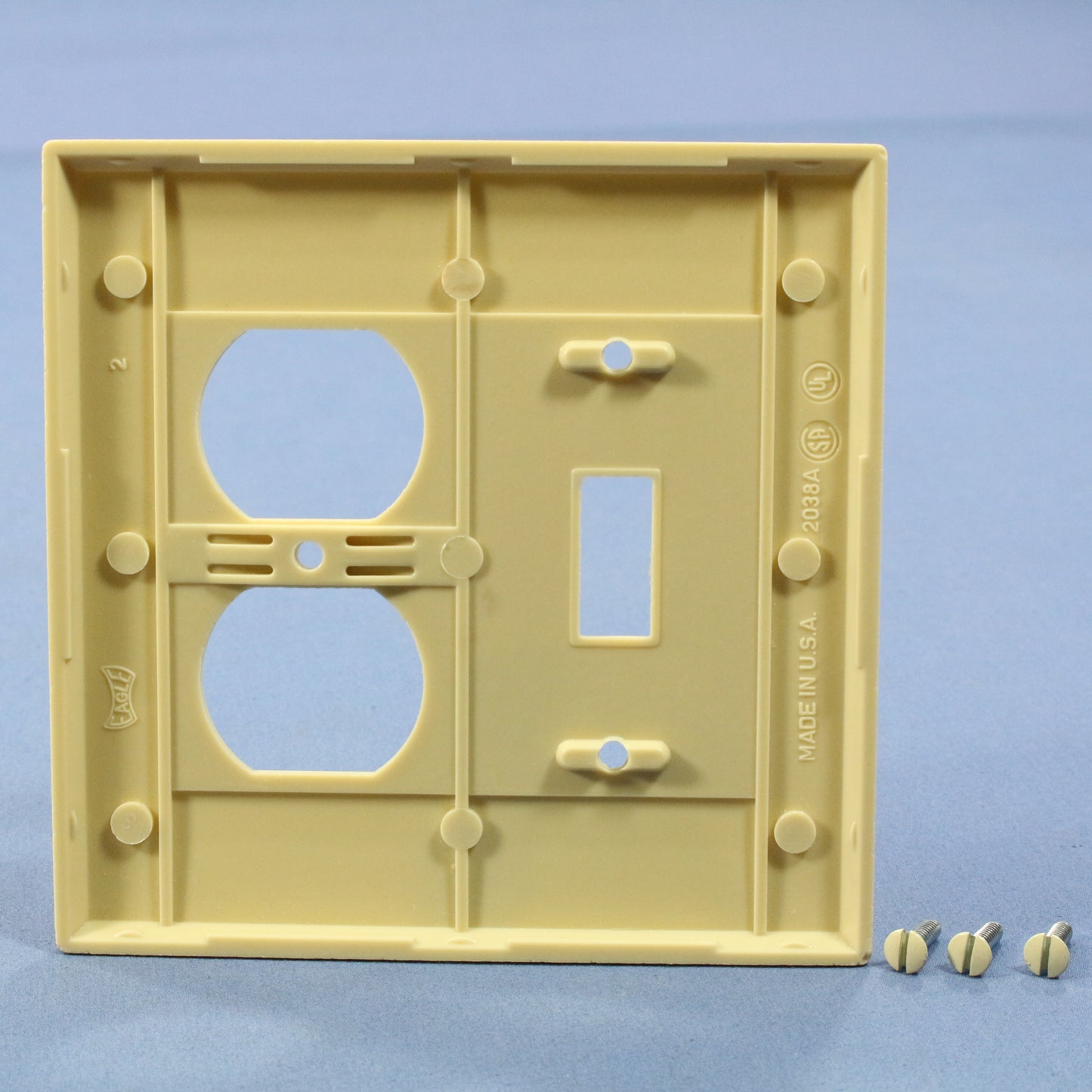 Cooper 2038V Ivory 2-Gang Toggle Switch Thermoset Outlet Mid-Size Covers 25pcs