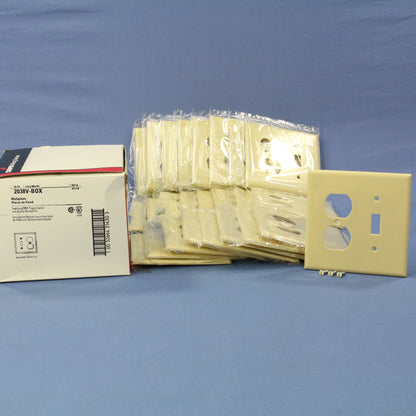 Cooper 2038V Ivory 2-Gang Toggle Switch Thermoset Outlet Mid-Size Covers 25pcs