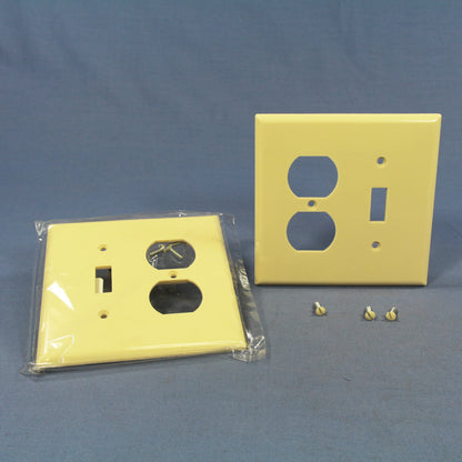 Cooper 2038V Ivory 2-Gang Switch Receptacle Thermoset Outlet Mid-Size Cover 2pcs