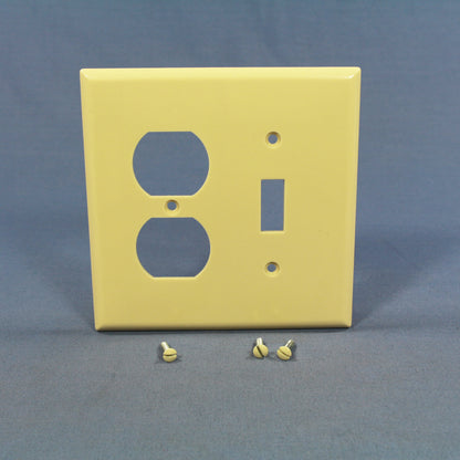 Cooper 2038V Ivory 2-Gang Switch Receptacle Thermoset Outlet Mid-Size Cover 2pcs