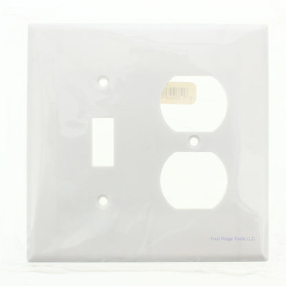 Cooper 2038W White 2-Gang Switch Receptacle Thermoset Wallplate Mid-Size Cover
