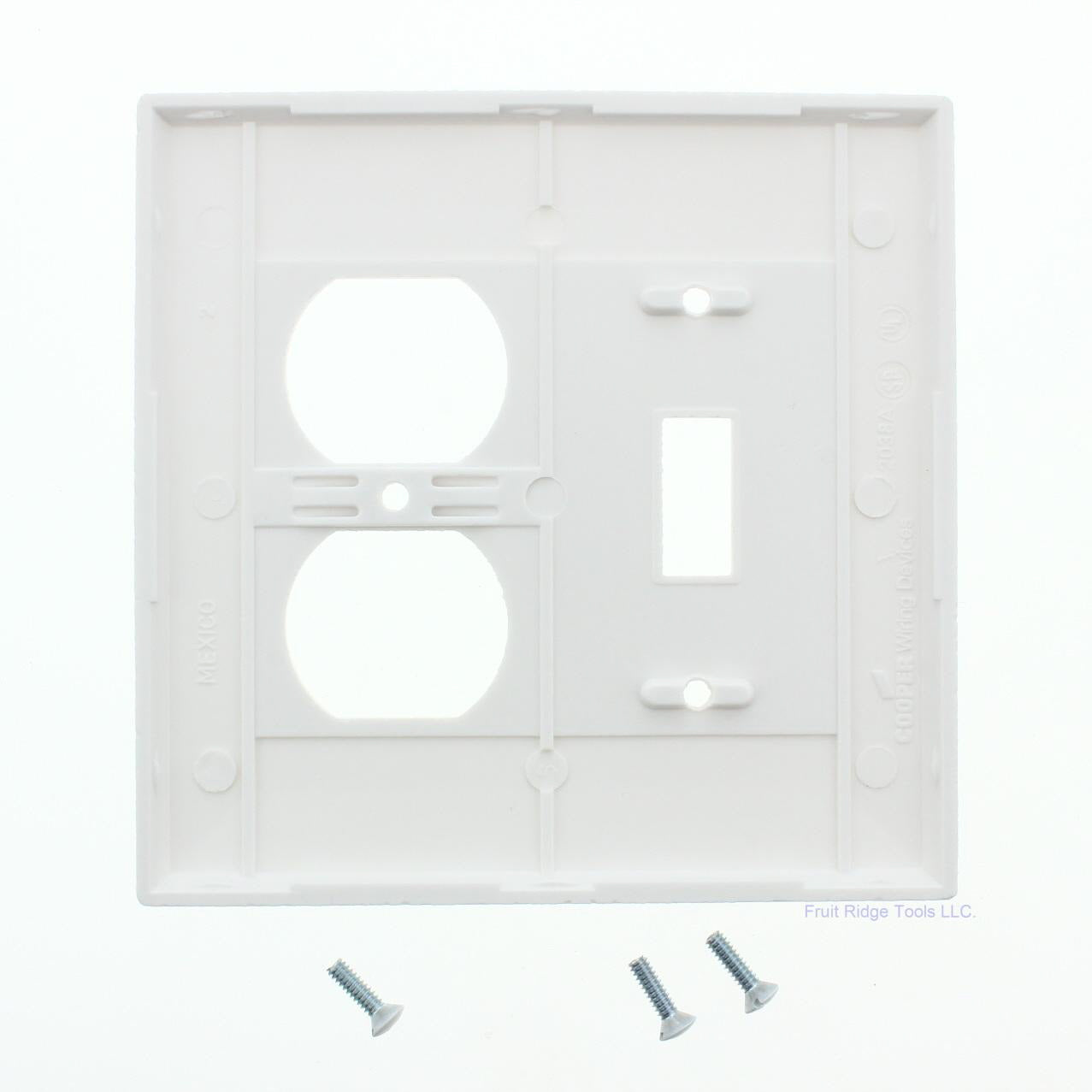 Cooper 2038W White 2-Gang Switch Receptacle Thermoset Wallplate Mid-Size Cover