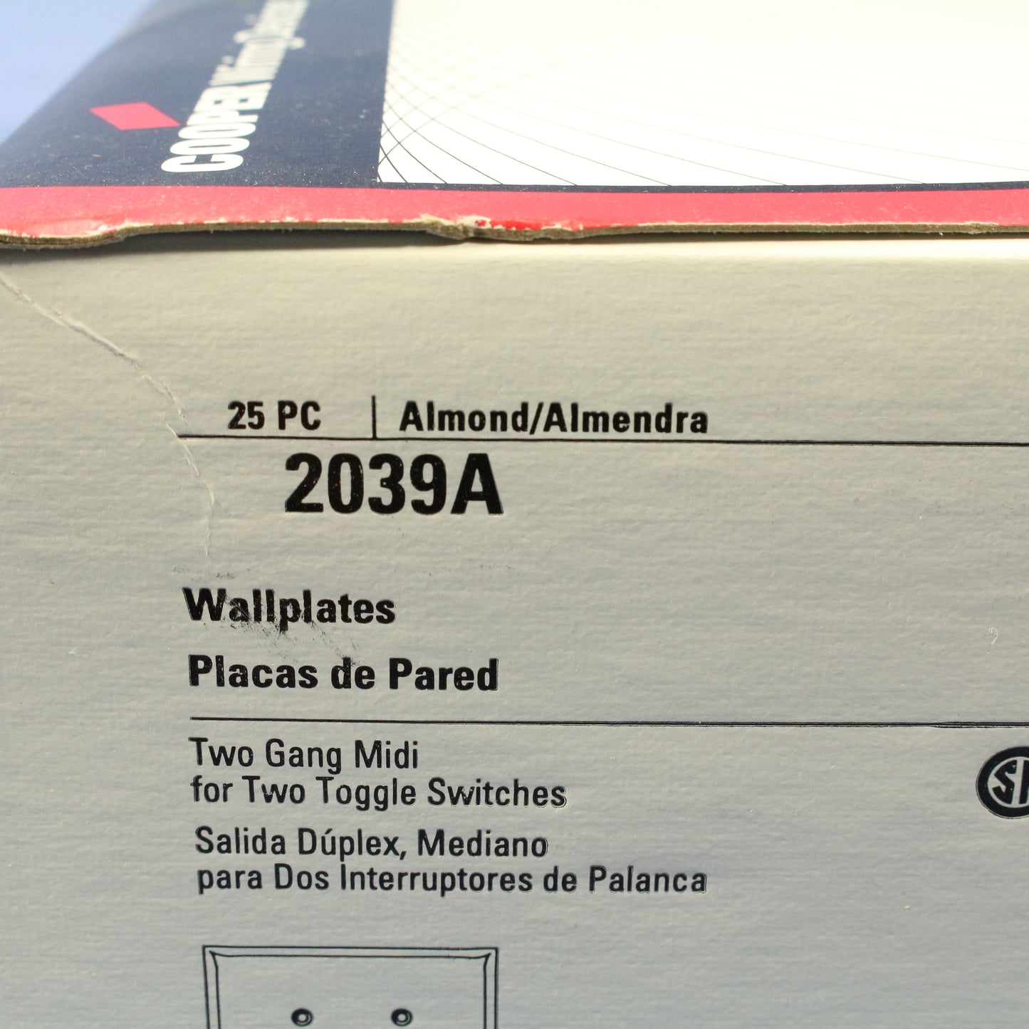 Cooper 2039A Almond Mid-Size 2-Gang Switch Cover Thermoset Wallplates 25-Pack
