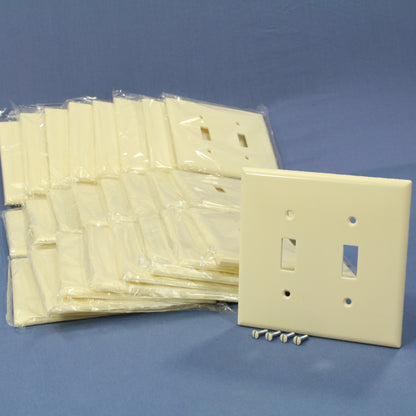 Cooper 2039A Almond Mid-Size 2-Gang Switch Cover Thermoset Wallplates 25-Pack