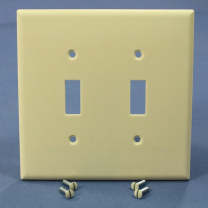 Cooper 2039A Almond Mid-Size 2-Gang Switch Cover Thermoset Wallplates 25-Pack
