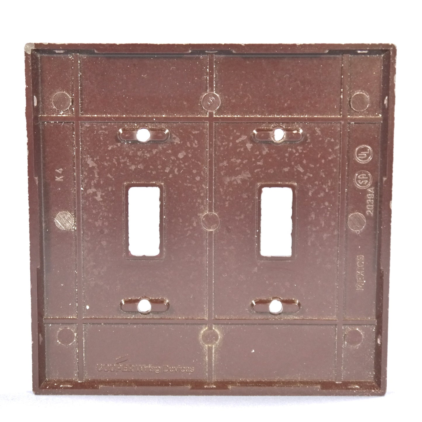 Cooper 2039B Brown 2-Gang Toggle Switch Mid-Size Cover Thermoset Wallplate