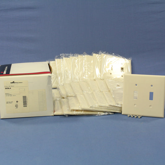 Cooper 2039LA Light Almond 2-Gang Toggle Plastic Mid-Size Wallplate Cover 25pcs