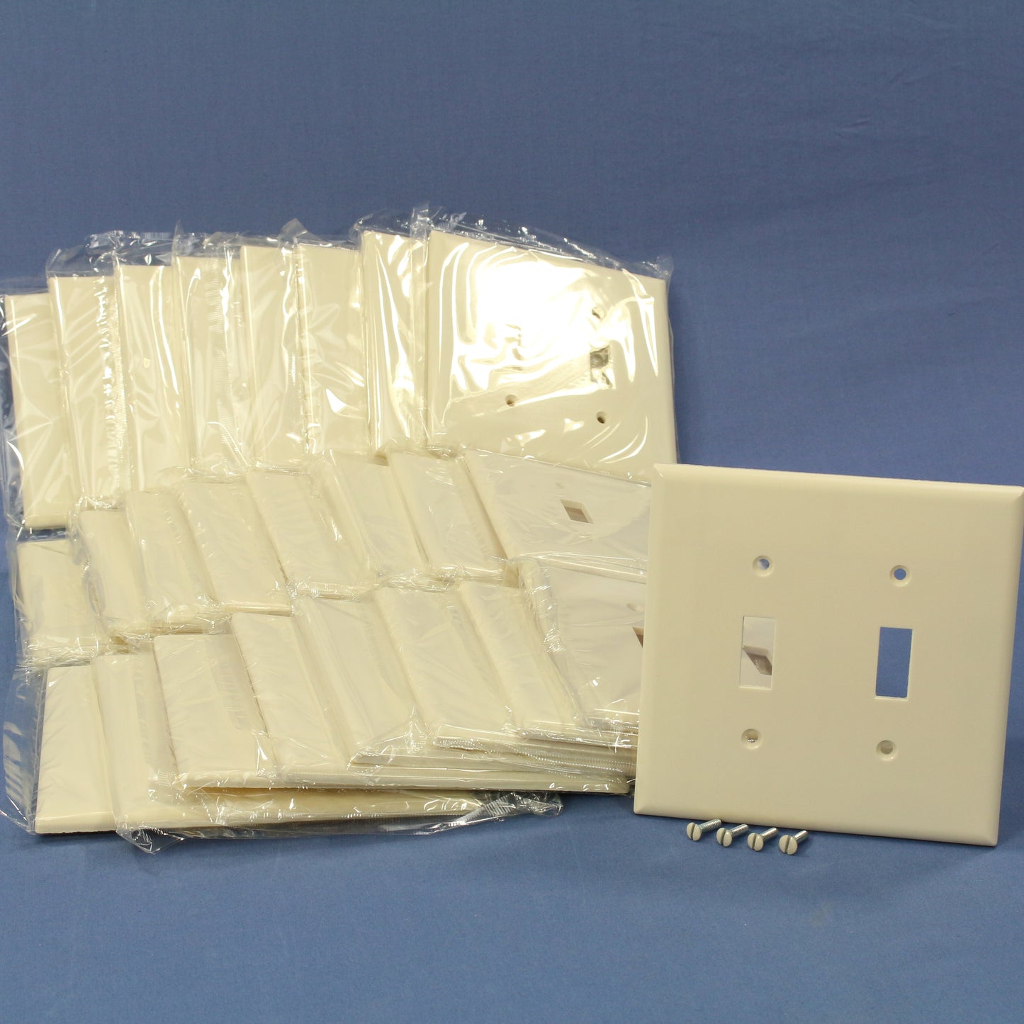 Cooper 2039LA Light Almond 2-Gang Toggle Plastic Mid-Size Wallplate Cover 25pcs
