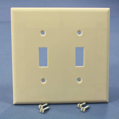 Cooper 2039LA Light Almond 2-Gang Toggle Plastic Mid-Size Wallplate Cover 25pcs