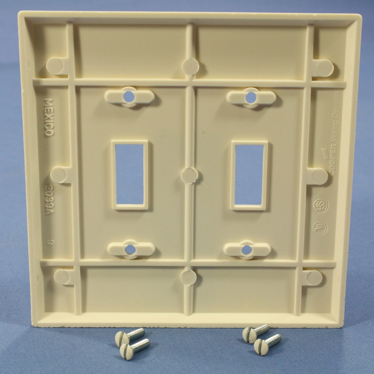 Cooper 2039LA Light Almond 2-Gang Toggle Plastic Mid-Size Wallplate Cover 25pcs