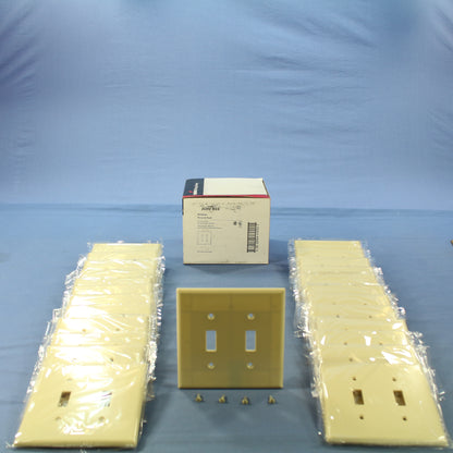 Cooper 2039V Ivory 2-Gang Toggle Switch Mid-Size Cover Thermoset Wallplate 25pcs