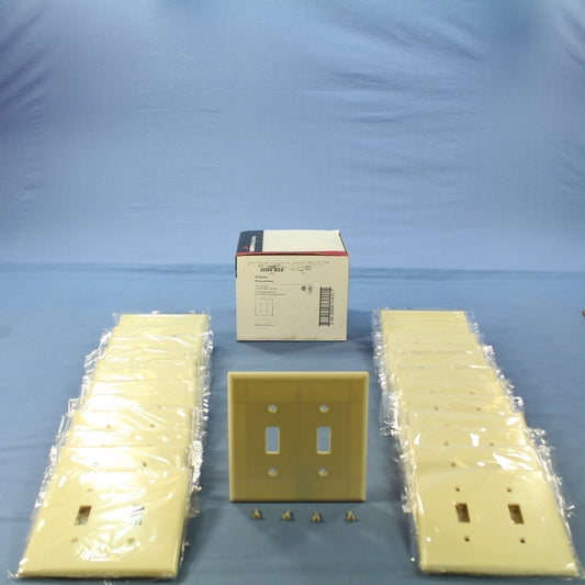 Cooper 2039V Ivory 2-Gang Toggle Switch Mid-Size Cover Thermoset Wallplate 25pcs