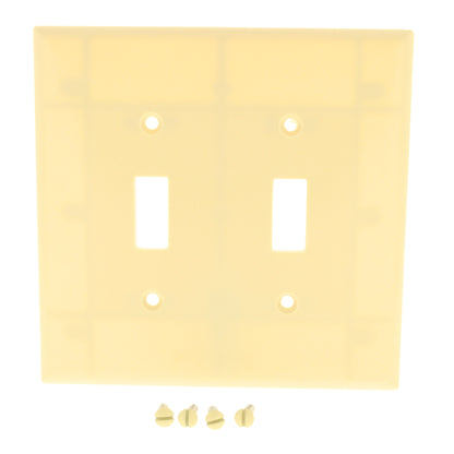Cooper 2039V Ivory 2-Gang Toggle Switch Mid-Size Cover Thermoset Wallplate