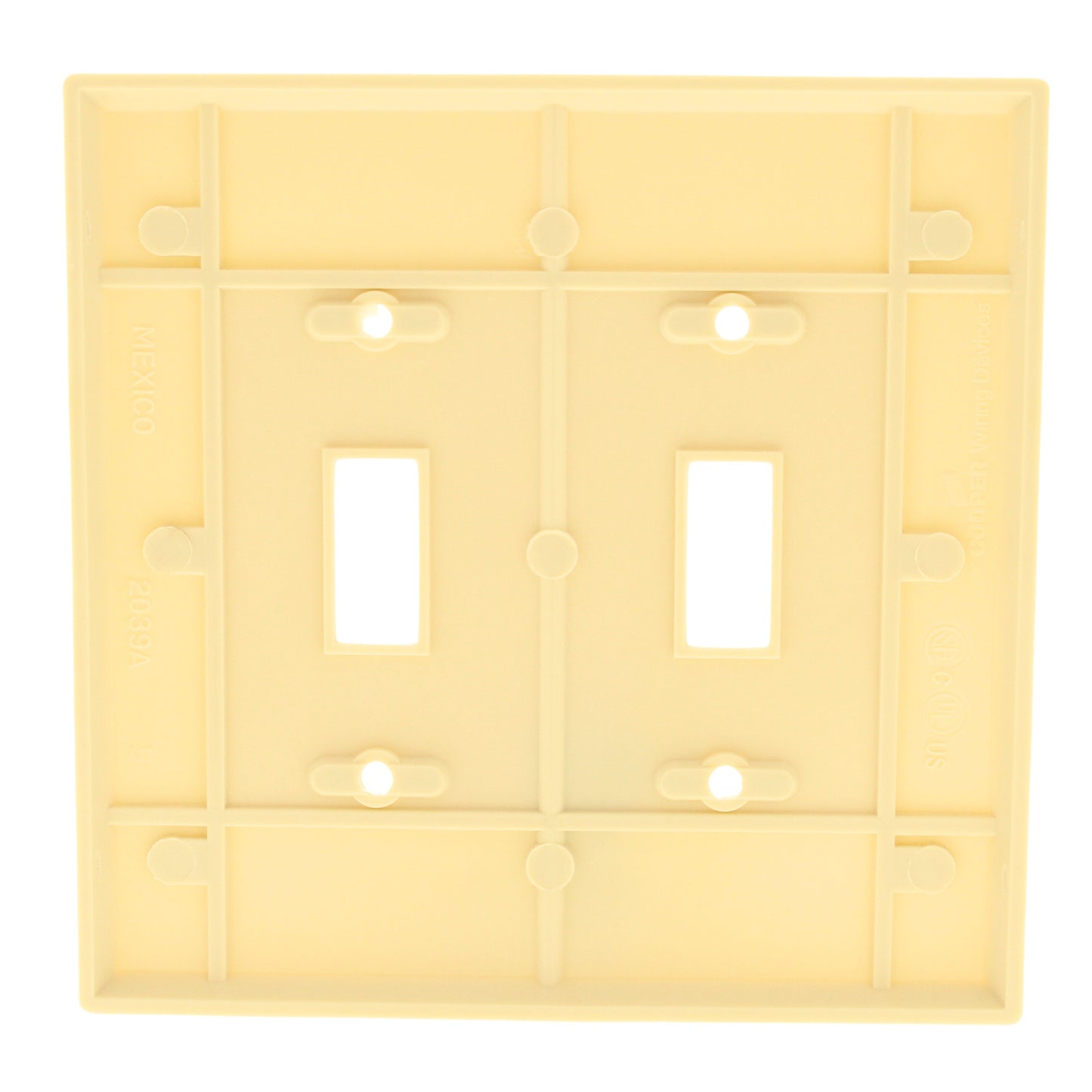 Cooper 2039V Ivory 2-Gang Toggle Switch Mid-Size Cover Thermoset Wallplate