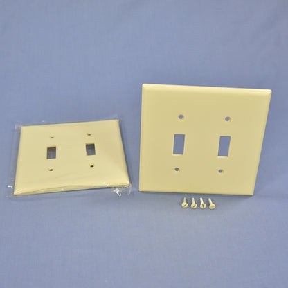Cooper 2039V Ivory 2-Gang Toggle Switch Mid-Size Cover Thermoset Wallplates 2pcs