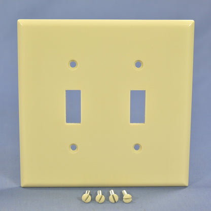 Cooper 2039V Ivory 2-Gang Toggle Switch Mid-Size Cover Thermoset Wallplates 2pcs