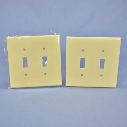 Cooper 2039V Ivory 2-Gang Toggle Switch Mid-Size Cover Thermoset Wallplates 2pcs