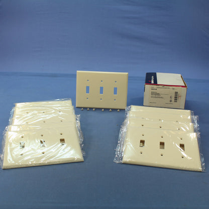 Cooper 2041LA Light Almond 3-Gang Toggle Switch Mid-Size Thermoset Cover 10pcs