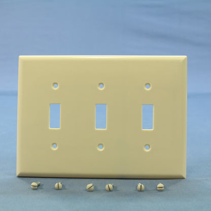 Cooper 2041LA Light Almond 3-Gang Toggle Switch Mid-Size Thermoset Cover 10pcs