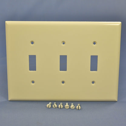 Cooper 2041LA Lt Almond 3-Gang Toggle Switch Mid-Size Cover Thermoset Wallplate