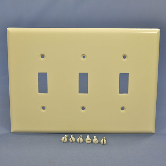 Cooper 2041LA Lt Almond 3-Gang Toggle Switch Mid-Size Cover Thermoset Wallplate