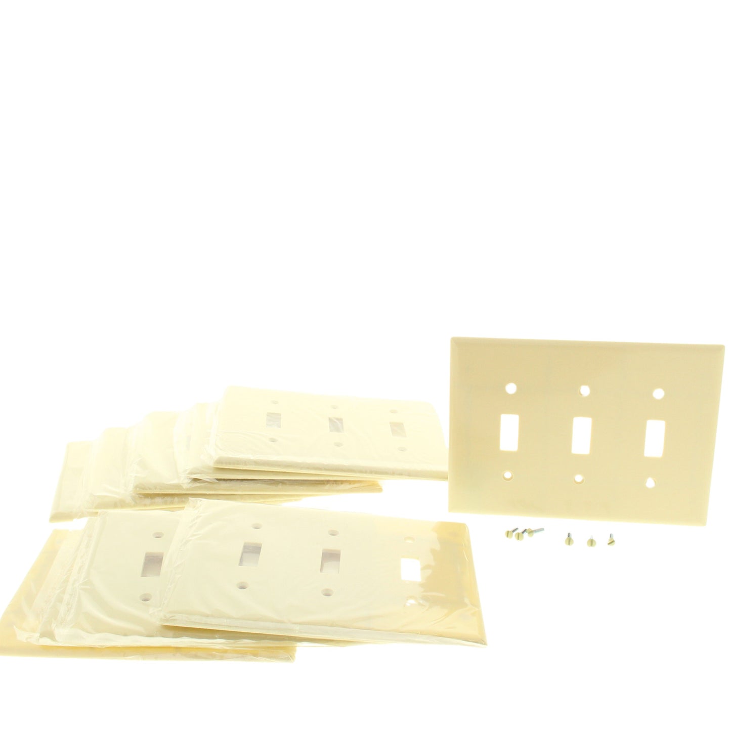 Cooper 2041V Ivory 3-Gang Toggle Switch Mid-Size Cover Thermoset Wallplate 10pcs