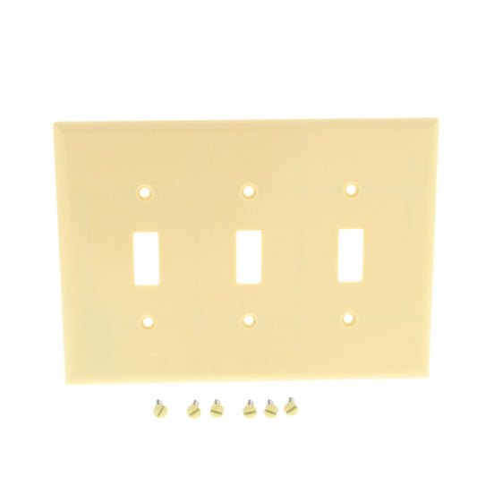 Cooper 2041V Ivory 3-Gang Toggle Switch Mid-Size Cover Thermoset Wallplate