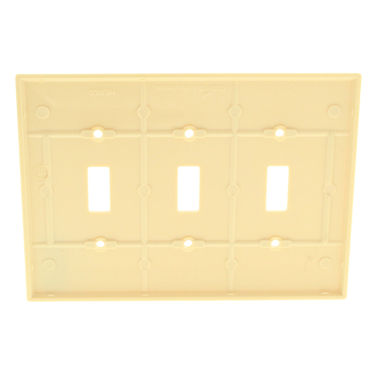 Cooper 2041V Ivory 3-Gang Toggle Switch Mid-Size Cover Thermoset Wallplate