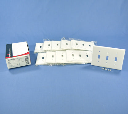 Cooper 2041W White 3-Gang Toggle Switch Flush Mid-Size Cover Thermoset Wallplate