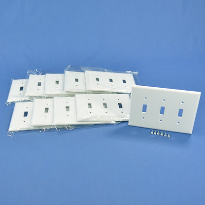 Cooper 2041W White 3-Gang Toggle Switch Flush Mid-Size Cover Thermoset Wallplate