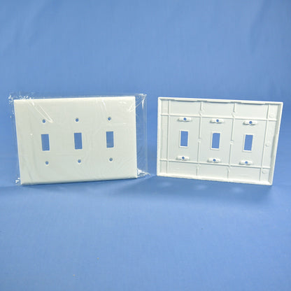 Cooper 2041W White 3-Gang Toggle Switch Flush Mid-Size Cover Thermoset Wallplate