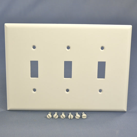 Cooper 2041W White 3-Gang Toggle Switch Plate Mid-Size Cover Thermoset Wallplate