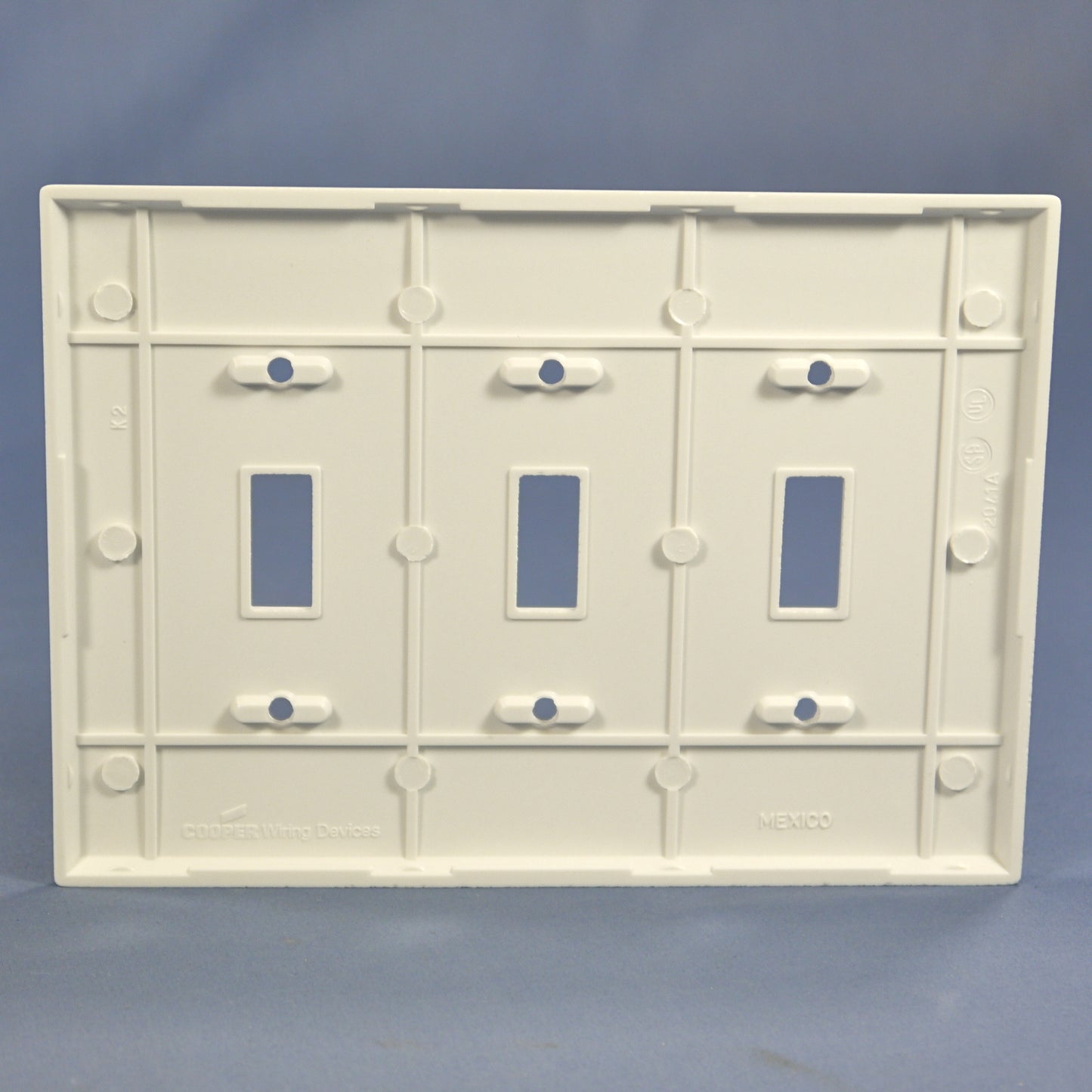 Cooper 2041W White 3-Gang Toggle Switch Plate Mid-Size Cover Thermoset Wallplate