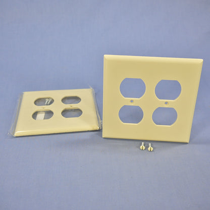 Cooper 2050V Ivory 2-Gang Outlet Duplex Receptacle Thermoset Mid-Size Cover 2pcs