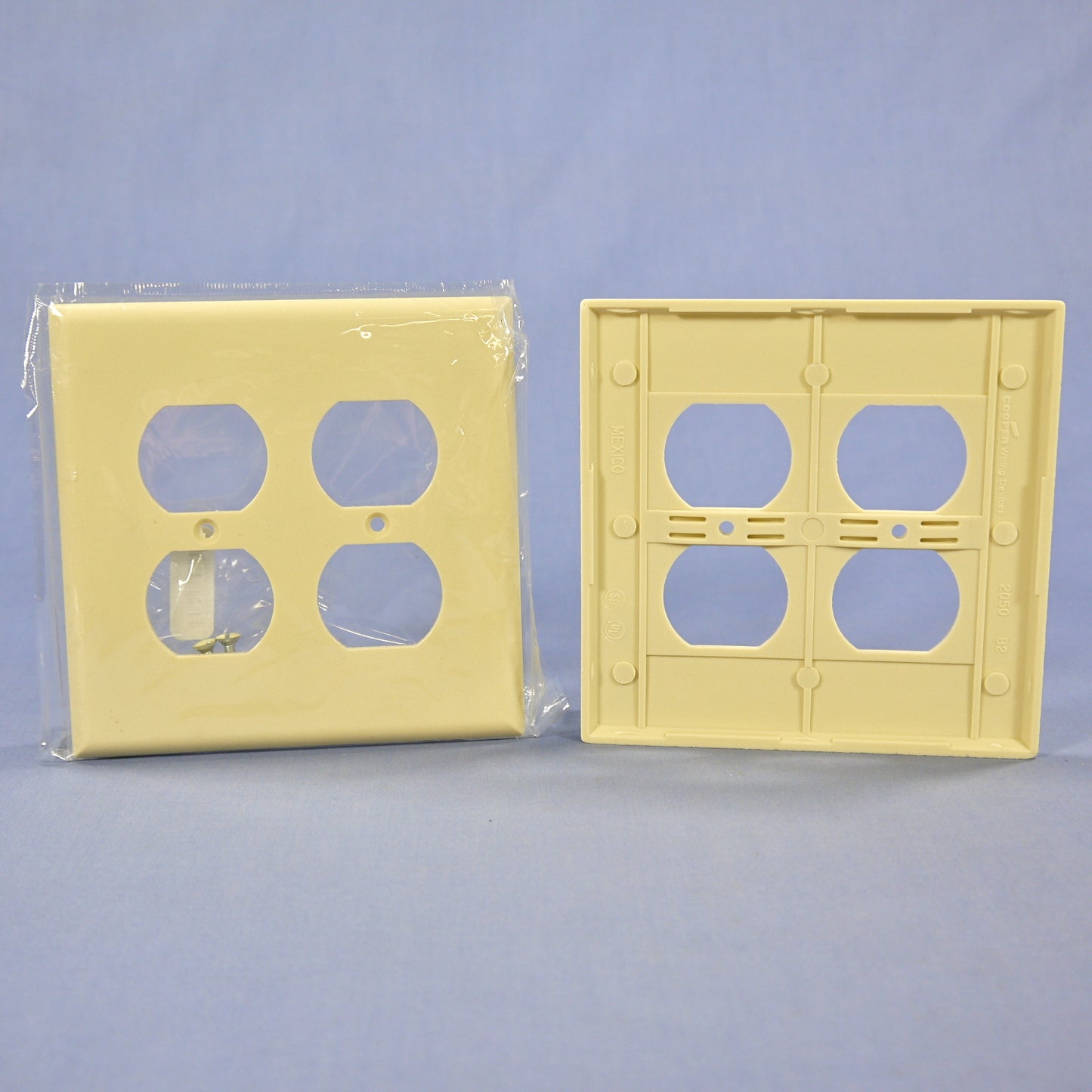 Cooper 2050V Ivory 2-Gang Outlet Duplex Receptacle Thermoset Mid-Size Cover 2pcs