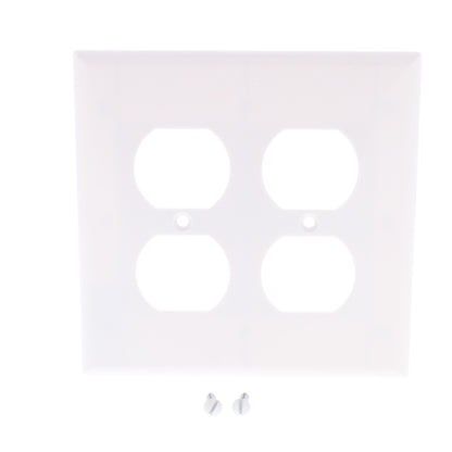 Cooper 2050W White 2-Gang Receptacle Thermoset Wallplate Outlet Mid-Size Cover