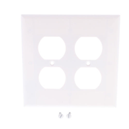 Cooper 2050W White 2-Gang Receptacle Thermoset Wallplate Outlet Mid-Size Cover