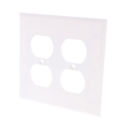 Cooper 2050W White 2-Gang Receptacle Thermoset Wallplate Outlet Mid-Size Cover