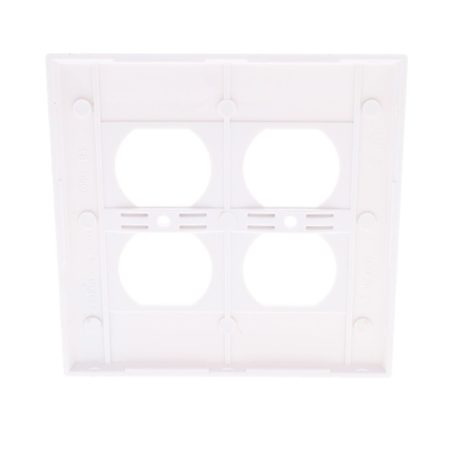 Cooper 2050W White 2-Gang Receptacle Thermoset Wallplate Outlet Mid-Size Cover