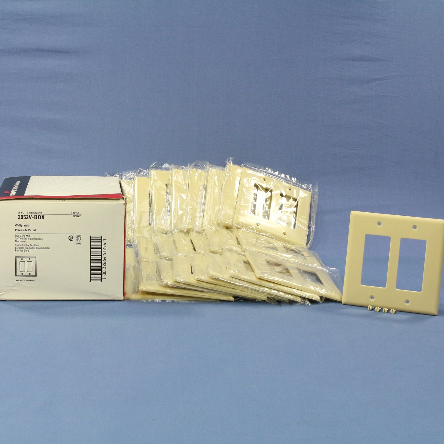 Cooper 2052V Ivory 2-Gang Decorator GFCI Plastic Mid-Size Wallplate Cover 25pcs