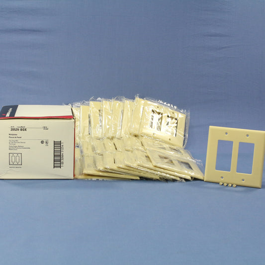 Cooper 2052V Ivory 2-Gang Decorator GFCI Plastic Mid-Size Wallplate Cover 25pcs