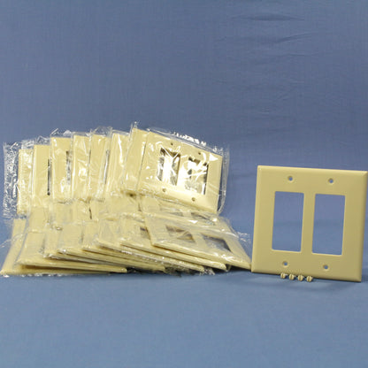 Cooper 2052V Ivory 2-Gang Decorator GFCI Plastic Mid-Size Wallplate Cover 25pcs