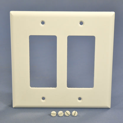 Cooper 2052W White 2-Gang Decorator Thermoset Wallplate GFCI GFI Mid-Size Cover